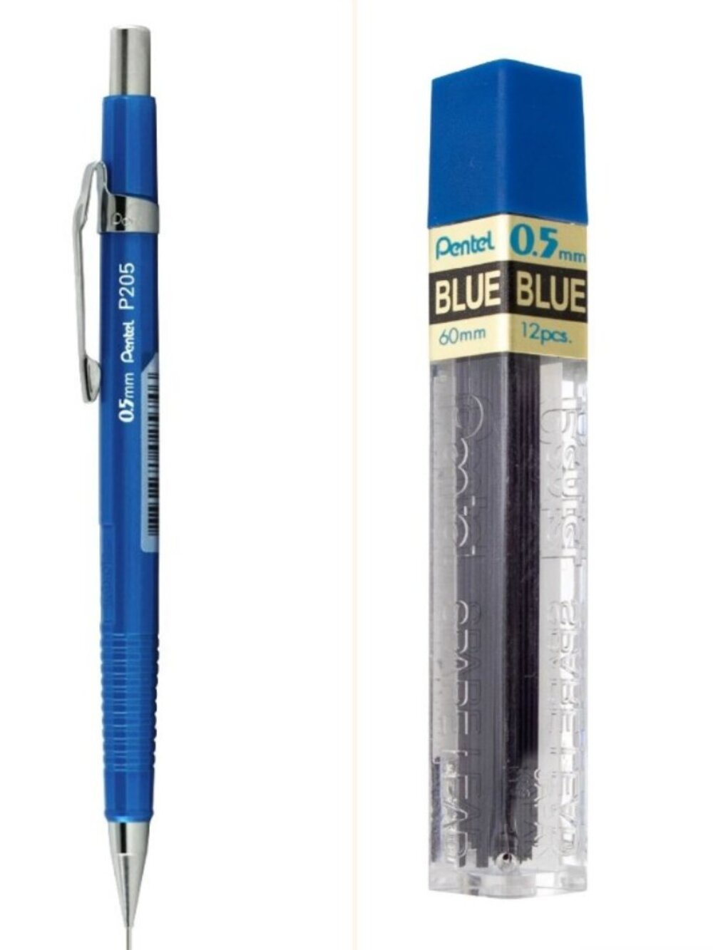 Pentel Sharp Drafting Pencil .5mm Metallic Blue Barrel w/12 pcs Blue-lead Office